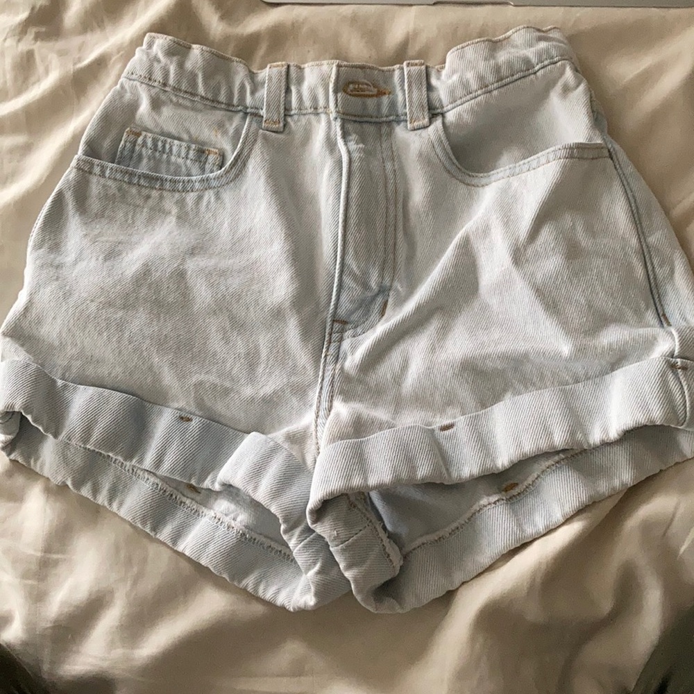 American Apparel light wash denim shorts